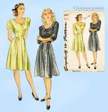 Simplicity 4977: 1940s Uncut Misses Easy WWII Dress 34B Vintage Sewing Pattern