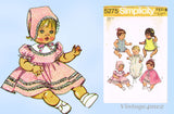 1970s Vintage Simplicity Sewing Pattern 5275 Uncut 14 Inch Vinyl Baby Doll Clothes