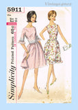 Simplicity 5911: 1960s Uncut Misses Youthful Dress Sz 36B Vintage Sewing Pattern