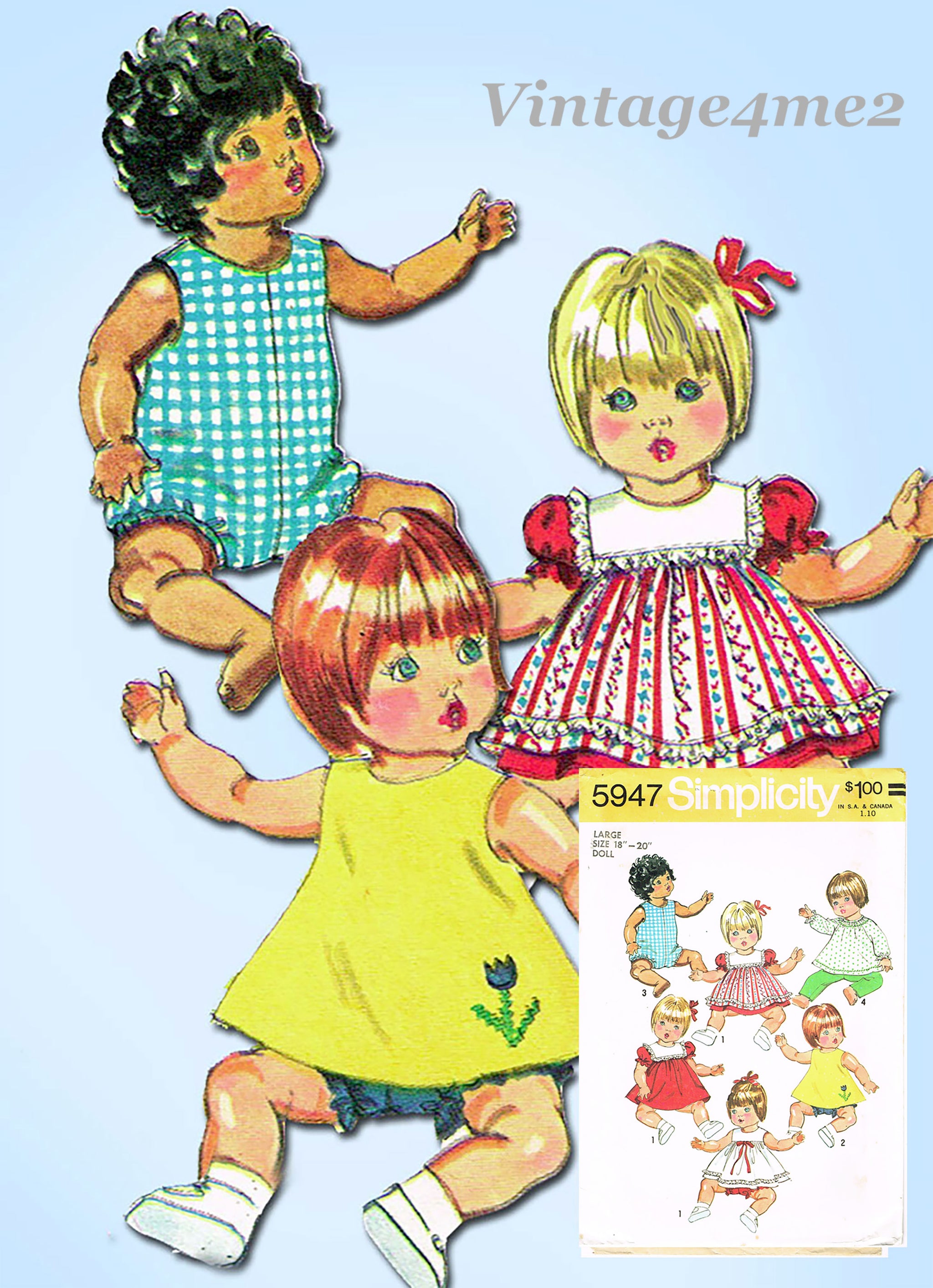 Simplicity 7430, Abbigliamento per bambole, Modello di cucito, Due Simplicity 7430, Abbigliamento per bambole, Modello di cucito, Due
