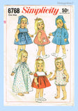1960s Vintage Simplicity Sewing Pattern 6768 18 In Goody Two Shoes Doll Clothes