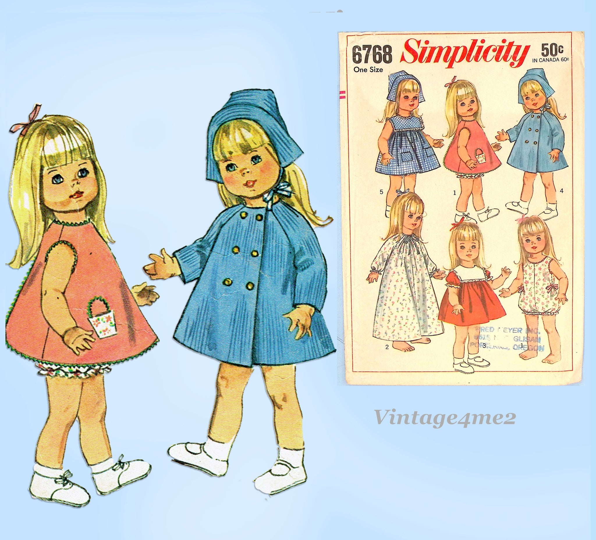 1960s Vintage Simplicity Sewing Pattern 6768 18 In Goody Two
