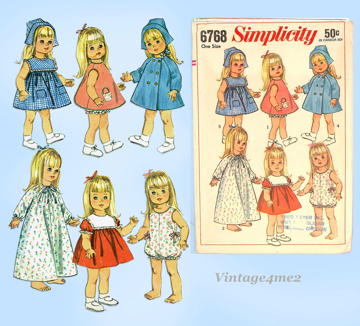 1960s Vintage Simplicity Sewing Pattern 6768 18 In Goody Two Shoes Dol ...