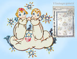 1940s Vintage Simplicity Embroidery Transfer 7117 Uncut Angel Crib Quilt Motifs