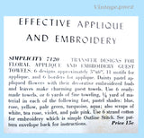 1940s VTG Simplicity Embroidery Transfer 7120 Uncut Applique Guest Towel Motifs