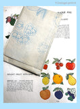 1940s Vintage Simplicity Embroidery Transfer 7121 Uncut Applique Fruit Tea Towels
