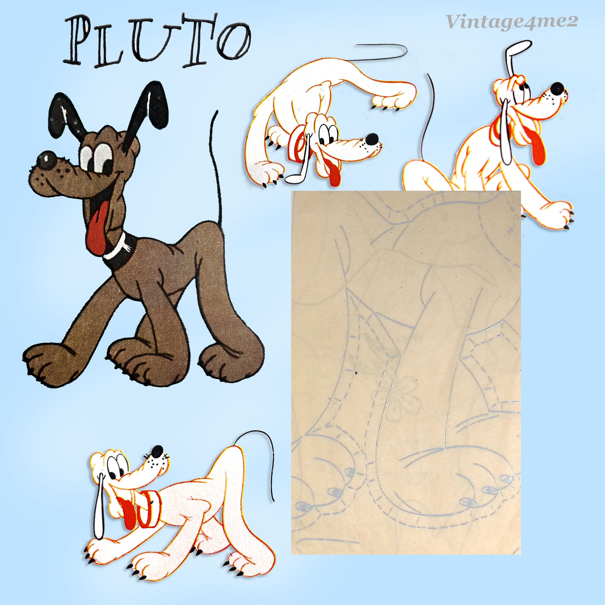 1940s Vintage Simplicity Transfer Pattern 7127 Disney Uncut Pluto