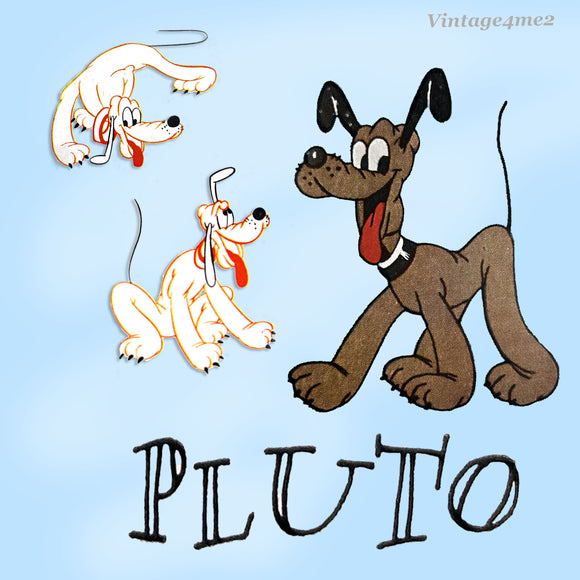 1940s Vintage Simplicity Transfer Pattern 7127 Disney Uncut Pluto Kids Bedspread