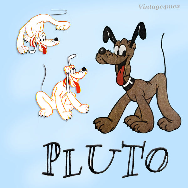 1940s Vintage Simplicity Transfer Pattern 7127 Disney Uncut Pluto