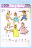 1970s Vintage Simplicity Sewing Pattern 7208 Uncut 15-16in Baby Doll Clothes Set