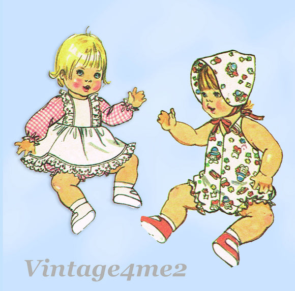 1970s Vintage Simplicity Sewing Pattern 7208 Uncut 17-18in Baby Doll Clothes Set