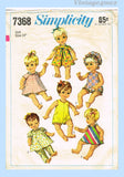 1960s Vintage Simplicity Sewing Pattern 7368 Cute Baby Doll Clothes Set