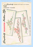 1940s Vintage Simplicity Embroidery Transfer 7368 Lovely Uncut Floral Pillowcases