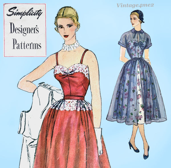 Simplicity Designer 8270: 1950s Uncut Misses Cocktail Dress 34 B Vintage Sewing Pattern