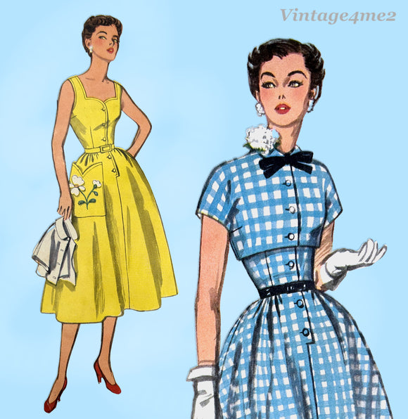 Simplicity Designer 8283: 1950s Uncut Misses Sun Dress 34 B Vintage Sewing Pattern