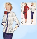 Simplicity 8459: 1950s Uncut Misses Slender Suit Sz 32 B Vintage Sewing Pattern