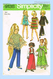 1970s Vintage Simplicity Sewing Pattern 9138 Cute 15.5in Teen Fashion Doll Clothes