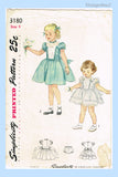1950s Vintage Simplicity Sewing Pattern 3180 Toddler Girls Tucked Dress Sz4