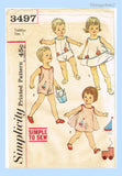 1960s Vintage Simplicity Sewing Pattern 3497 Baby Boys Girls Romper & Dress Sz1