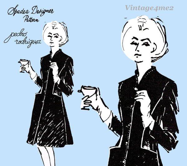 1960s Vintage Designer Spadea Sewing Pattern N-1041 Uncut Misses Coat Sz 34 Bust