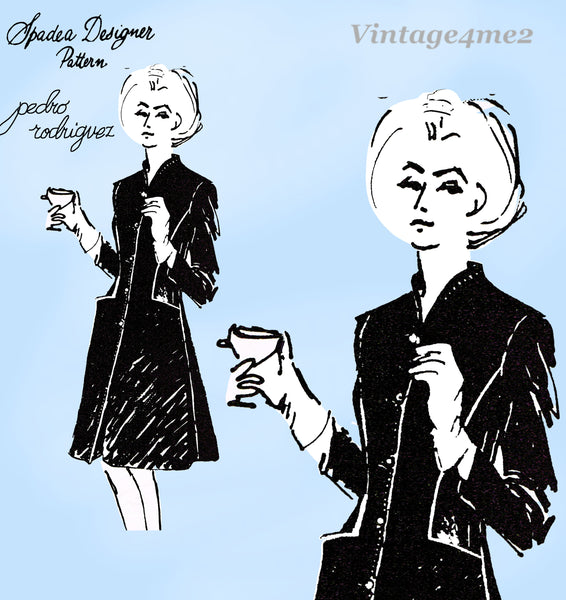 1960s Vintage Designer Spadea Sewing Pattern NA-2025 Uncut Misses Coat 37.5 Bust