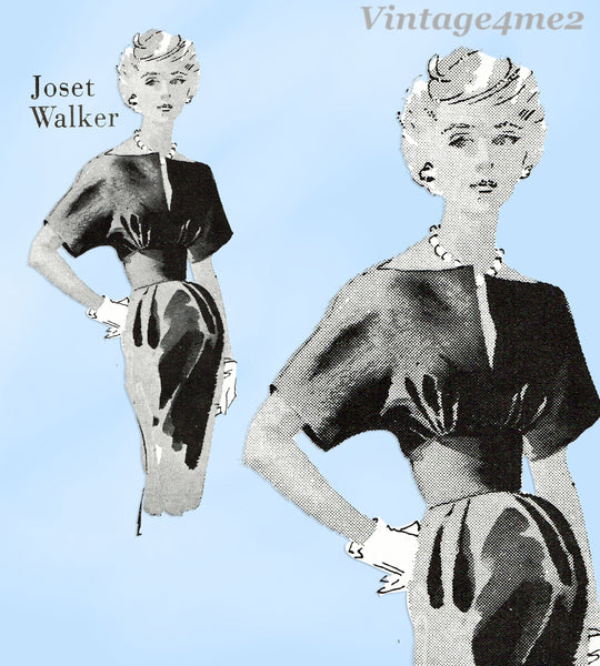 1950s Vintage Spadea Sewing Pattern NS-229 Uncut Joset Walker Cocktail Dress 38 B