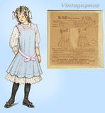 Standard 3522: 1900s Rare Little Girls Pinafore Apron 25 B Vintage Sewing Pattern