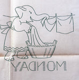 1940s Vintage Superior Embroidery Transfer 105 Uncut Day of the Week Elephants ORIGINAL