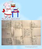 1940s Vintage Superior Embroidery Transfer 105 Uncut Day of the Week Elephants ORIGINAL