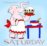 1940s Vintage Superior Embroidery Transfer 105 Uncut Day of the Week Elephants ORIGINAL