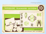 1940s Vintage Superior Embroidery Transfer 114 Vintage Uncut Monograms for Linens