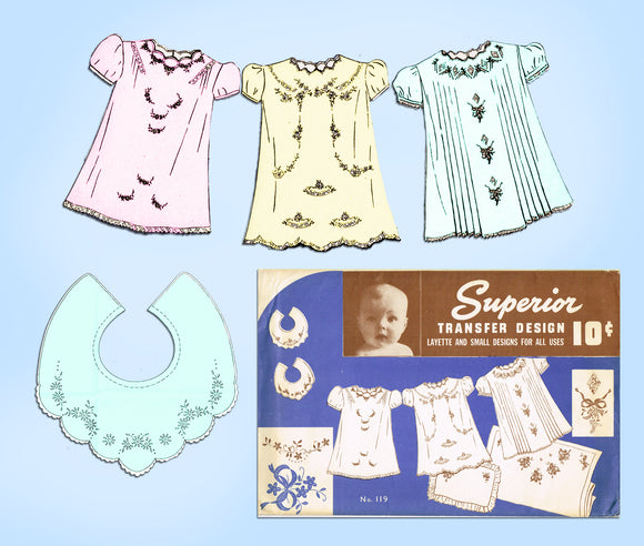 1940s Superior 119 Layette and Small Motifs Uncut Embroidery Transfer