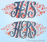 Superior 133: 1940s Mr & Mrs Wedding Pillowcase Uncut Original Embroidery Transfer