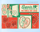 1940s Darlin Kitten Romance Tea Towels Uncut Superior Embroidery Transfer