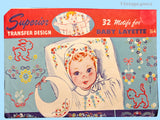 Superior 164: 1940s Sweet Uncut 32 Layette Motifs Vintage Embroidery Transfer