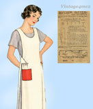 Superior 2033: 1930s Rare Womens Pull On Apron Sz MED Vintage Sewing Pattern