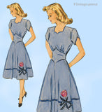 1940s Vintage Superior Sewing Pattern 6680 Lovely Misses WWII Dress Sz 32 B