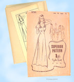 1940s Vintage Superior Sewing Pattern 9701: Gorgeous WWII Bias Cut Nightgown 32B