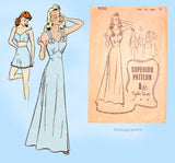 1940s Vintage Superior Sewing Pattern 9701: Gorgeous WWII Bias Cut Nightgown 32B