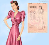1930s Vintage Superior Sewing Pattern 9704 Uncut Misses Wrap Evening Gown Sz 36 B