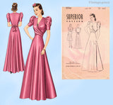 1930s Vintage Superior Sewing Pattern 9704 Uncut Misses Wrap Evening Gown Sz 36 B