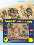 1950s Rooster Tea Towel Vogart Textilprint 22 Color Hot Iron Transfer Uncut ORIG