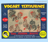 1950s Rooster Tea Towel Vogart Textilprint 22 Color Hot Iron Transfer Uncut ORIG