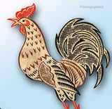 1950s Rooster Tea Towel Vogart Textilprint 22 Color Hot Iron Transfer Uncut ORIG