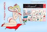 1950s Vintage Vogart Embroidery Transfer 138 Uncut Pin Up Girl Guest Towels