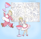 1950s VTG Vogart Embroidery Transfer 150 Uncut Comic Cute Chef & Maid Tea Towels