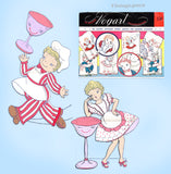 1950s VTG Vogart Embroidery Transfer 150 Uncut Comic Cute Chef & Maid Tea Towels