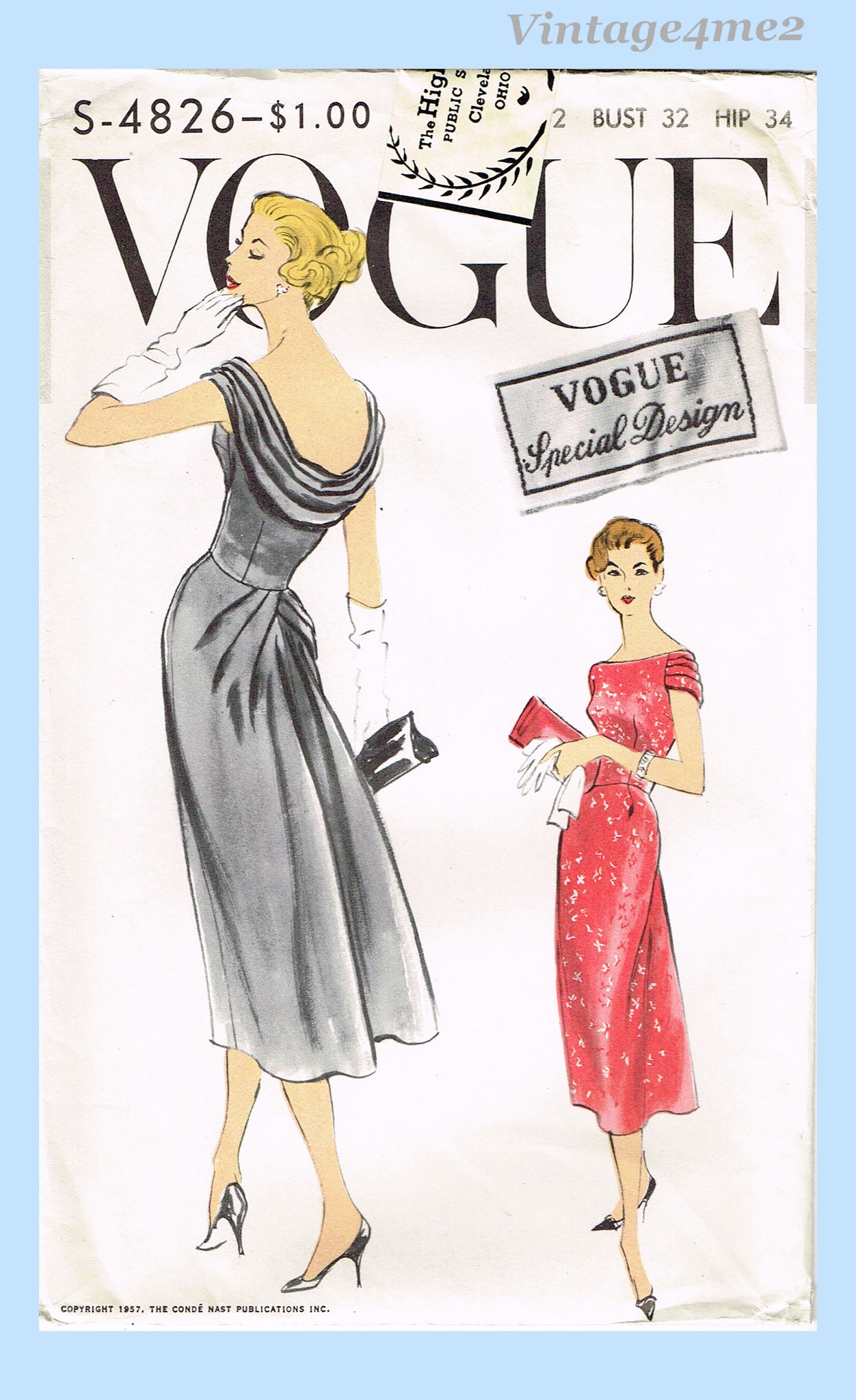 Vogue 4826: 1950s Uncut Misses Cocktail Dress Vintage Sewing Pattern Vintage4me2 Vogue 4826: 1950s Uncut Misses Cocktail Dress Vintage Sewing Pattern Vintage4me2