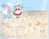 1950s Vintage Vogart Embroidery Transfer 103 Uncut Comic Cute Chef & Maid Motifs