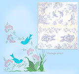 1950s VTG Vogart Embroidery Transfer 206 Uncut Deer and Flowers Vanity Scarf